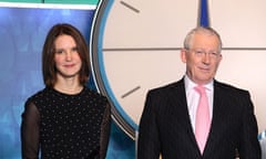 Susue Dent with Nick Hewer on the set of Countdown