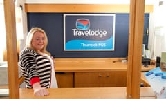 Hayley Mundy manager/receptionist at Travelodge in Thurrock, Essex