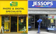 Shop fronts of Snappy Snaps and Jessops