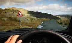 Driving down a steep road