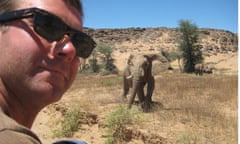 Rob Chilton with a Namibian elephant.