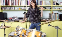 Bella Freud and drum kit 