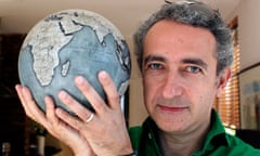 Simon Garfield with globe