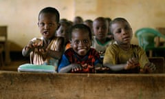 Somali children at primary school in a refugee camp in Kenya