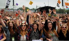 Young people at Glastonbury festival