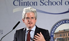 David Brock speaks at the Clinton School of Public Service in Little Rock, Arkansas in March.