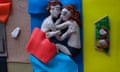 Photographs rendered in Play-Doh, books