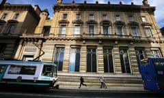 A Metrolink tram moves through the centre of Manchester. Photograph: Christopher Thomond