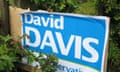 A sign promoting David Davis in the Haltemprice and Howden byelection on July 10 2008. Photograph: Martin Wainwright