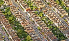 Aerial view of suburban residential housing in London. Photograph: Jason Hawkes/Getty Images