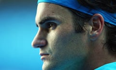 Roger Federer looks on during his straight sets victory over Andy Murray
