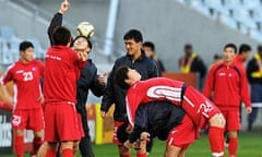 North Korea players train at the Green Point Stadium in Cape Town yesterday