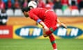 Cristiano Ronaldo controls the ball in odd fashion prior to scoring for Portugal against North Korea