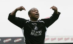 Leon Knight celebrates scoring for Swansea, one of 13 clubs the former Chelsea man has represented