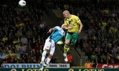 Steve Morison, right, heads in Norwich City's second goal against Sunderland at Carrow Road.