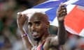 Mo Farah celebrates winning the 5,000m at the world championships