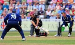 Chris Jones plays a shot as Somerset beat Durham to reach the CB40 final