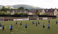 The Rangers players training at Alloa Athletic's Recreation Park earlier this week