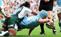 Jordan Crane scores the only try of Leicester's win over London Irish