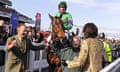 Liam Treadwell on Mon Mome celebrates victory in the 2009 Grand National