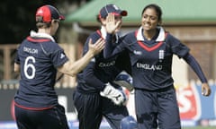 Isa Guha celebrates taking a wicket at the ICC Women's World Cup