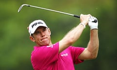 Lee Westwood in action during the first round of the Nedbank Golf Challenge at Sun City