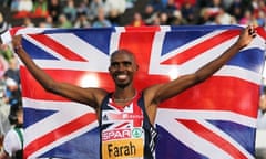 Mo Farah celebrating