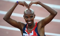 Mo Farah celebrates winning the men's 5,000m final at the European Championships in Helsinki in June