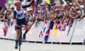 Sarah Storey celebrates winning gold in the women's individual C4-5 road race at Brands Hatch