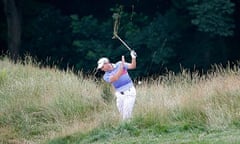 Sergio García hits out of the rough on 12th hole during his US Open third round