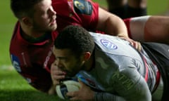 Toulon wing Bryan Habana scores a try during the win at Scarlets
