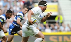 The Saracens hooker Jamie George goes on the charge against Bath on Saturday