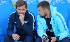 André Villas-Boas, left, in discussion with coach Sergei Semak