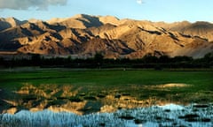 Clouds are mirrored in the rice fields near Leh, the capital of Ladakh