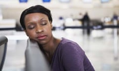 Jetlag: Woman asleep in an airport