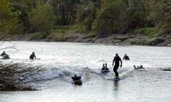 Surfing the Severn Bore at Newnham