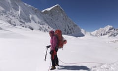 Toni Wilson in the Himalayas with a sherpa