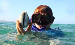 Fiji - Maddy and a cowrie shell