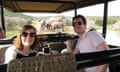 Janette Smith, with boyfriend Tony, encounter a family of elephants on safari in South Africa