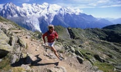 High fitness level … tracks climb into the mountains above Chamonix, France