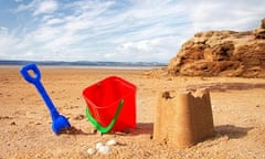 Sandcastle on a beach in summer