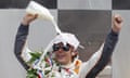 Dan Wheldon of England celebrating the Indy500