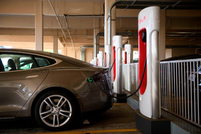 This is a photo of a Tesla charging