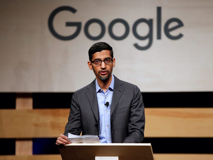 Google CEO Sundar Pichai talking