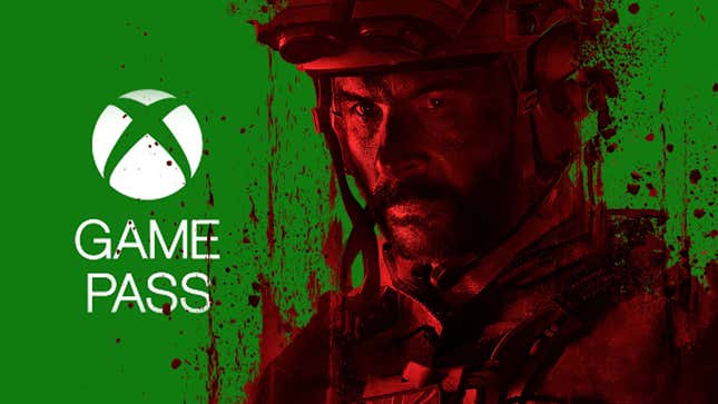 An image shows a Call of Duty character in front of the Xbox Game Pass logo. 