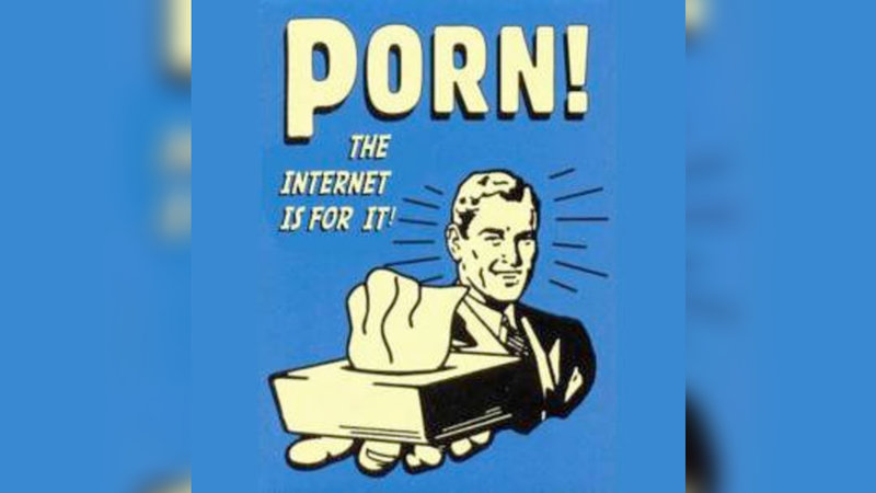 The Internet Is For Porn graphic image with a man offering tissues.