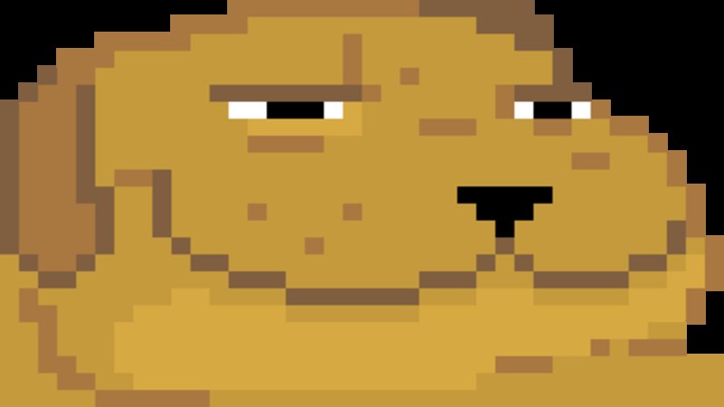 pixel dog with a smug expression