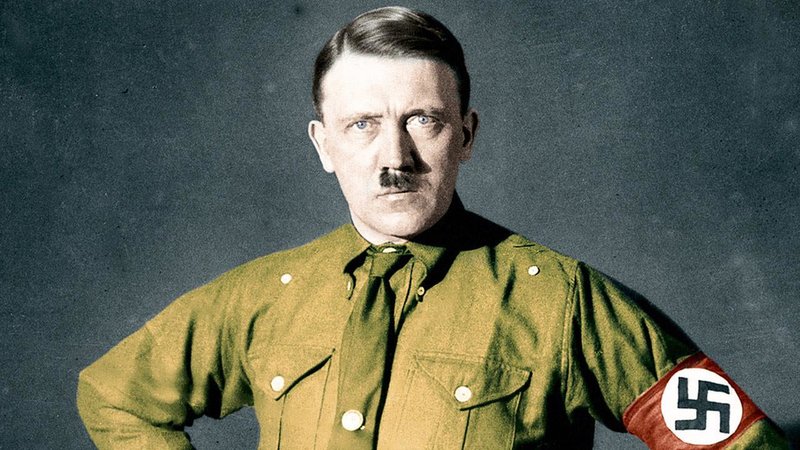 colored photo of Adolf Hitler in uniform