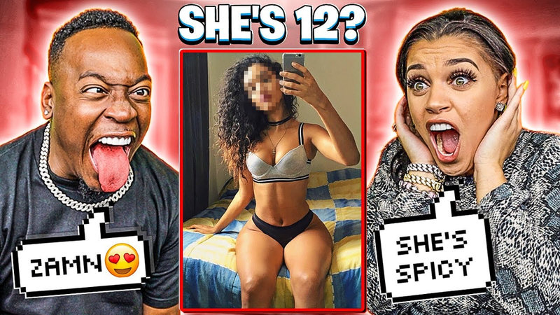 Zamn She's 12? meme format and controversial thumbnail from The Prince Family youtube channel showing Damien Prince and his wife Biannca reacting in shock to an image of a supposedly 12-year-old girl taking a selfie.