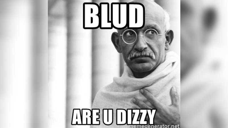 Blud slang term meme example depicting an image of Gandhi.